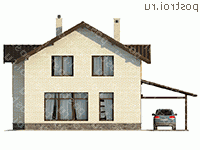 X-150-5P проект двухэтажного дома из пеноблоков с гаражом размером 11 на 14  - вид сзади