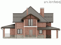 X-163-1P проект двухэтажного дома из пеноблоков размером 14 на 14 - вид спереди