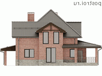 X-163-1P проект двухэтажного дома из пеноблоков размером 14 на 14 - вид сзади