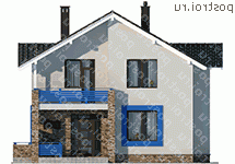 X-183-1P проект двухэтажного дома из пеноблоков размером 11 на 10 - вид спереди X-183-1P проект двухэтажного дома из пеноблоков размером 11 на 10 - вид спереди