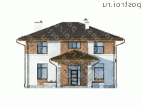 X-194-1P проект двухэтажного коттеджа из пенобетона размером 17 на 12 - вид спереди X-194-1P проект двухэтажного коттеджа из пенобетона размером 17 на 12 - вид спереди