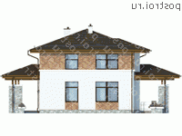 X-194-1P проект двухэтажного коттеджа из пенобетона размером 17 на 12 - вид слева X-194-1P проект двухэтажного коттеджа из пенобетона размером 17 на 12 - вид слева