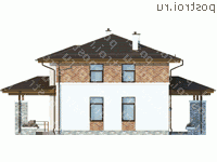 X-194-1P проект двухэтажного коттеджа из пенобетона размером 17 на 12 - вид справа X-194-1P проект двухэтажного коттеджа из пенобетона размером 17 на 12 - вид справа