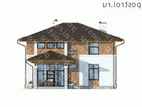 X-194-1P проект двухэтажного коттеджа из пенобетона размером 17 на 12 - вид сзади X-194-1P проект двухэтажного коттеджа из пенобетона размером 17 на 12 - вид сзади