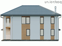 X-205-2P проект двухэтажного дома из пенобетона размером 12 на 13 - вид слева