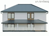 X-205-2P проект двухэтажного дома из пенобетона размером 12 на 13 - вид справа