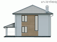 X-205-2P проект двухэтажного дома из пенобетона размером 12 на 13 - вид сзади