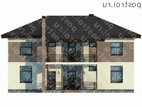 X-216-1P проект двухэтажного дома из пенобетона размером 14 на 10  - вид спереди