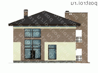 X-216-1P проект двухэтажного дома из пенобетона размером 14 на 10  - вид справа