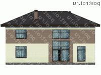 X-216-1P проект двухэтажного дома из пенобетона размером 14 на 10  - вид сзади