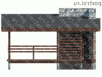 Y-021-1S проект одноэтажной каркасной беседки размером 4 на 6  - вид спереди