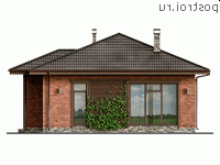 Y-077-1P проект одноэтажного дома из пеноблока размером 10 на 11  - вид слева