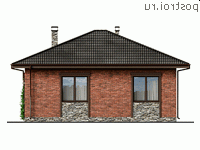 Y-077-1P проект одноэтажного дома из пеноблока размером 10 на 11  - вид сзади