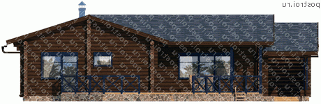 Y-088-1D проект одноэтажной деревянной бани из бревна размером 12 на 16  - вид спереди