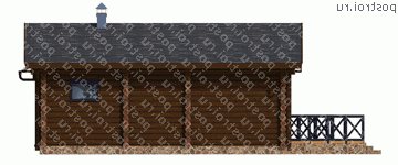 Y-088-1D проект одноэтажной деревянной бани из бревна размером 12 на 16  - вид справа