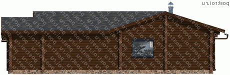 Y-088-1D проект одноэтажной деревянной бани из бревна размером 12 на 16  - вид сзади