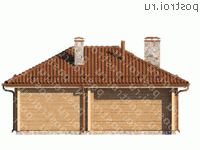 Y-092-1D проект одноэтажной деревянной бани из бруса размером 11 на 12  - вид слева