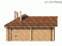 Y-092-1D проект одноэтажной деревянной бани из бруса размером 11 на 12  - вид сзади