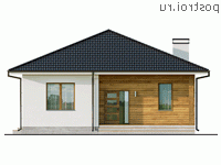 Y-103-1P проект одноэтажного коттеджа из пенобетона размером 11 на 13 - вид спереди