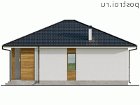 Y-103-1P проект одноэтажного коттеджа из пенобетона размером 11 на 13 - вид слева