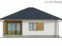 Y-103-1P проект одноэтажного коттеджа из пенобетона размером 11 на 13 - вид справа