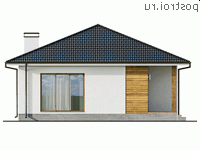 Y-103-1P проект одноэтажного коттеджа из пенобетона размером 11 на 13 - вид сзади