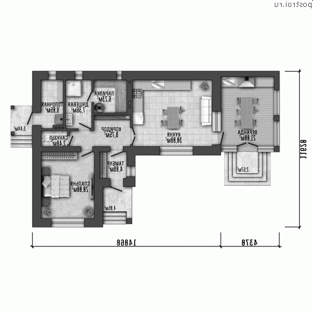 Y-106-1K проект одноэтажного коттеджа из кирпича размером 18 на 12 - 1-й этаж