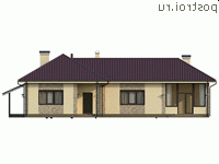 Y-106-1K проект одноэтажного коттеджа из кирпича размером 18 на 12 - вид спереди