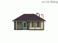 Y-106-1K проект одноэтажного коттеджа из кирпича размером 18 на 12 - вид слева