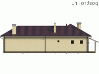 Y-106-1K проект одноэтажного коттеджа из кирпича размером 18 на 12 - вид сзади