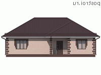 Y-112-1P проект одноэтажного коттеджа из пенобетона размером 15 на 11 - вид спереди