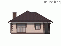 Y-112-1P проект одноэтажного коттеджа из пенобетона размером 15 на 11 - вид справа