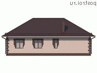 Y-112-1P проект одноэтажного коттеджа из пенобетона размером 15 на 11 - вид сзади