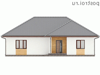 Y-112-2P проект одноэтажного коттеджа из пенобетона размером 15 на 11 - вид спереди