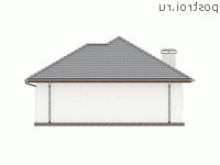 Y-112-2P проект одноэтажного коттеджа из пенобетона размером 15 на 11 - вид слева