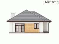 Y-112-2P проект одноэтажного коттеджа из пенобетона размером 15 на 11 - вид справа