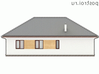 Y-112-2P проект одноэтажного коттеджа из пенобетона размером 15 на 11 - вид сзади