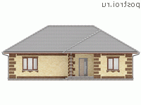 Y-112-3P проект одноэтажного коттеджа из пенобетона размером 15 на 11 - вид спереди