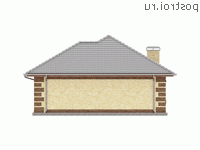 Y-112-3P проект одноэтажного коттеджа из пенобетона размером 15 на 11 - вид слева