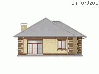 Y-112-3P проект одноэтажного коттеджа из пенобетона размером 15 на 11 - вид справа