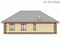 Y-112-3P проект одноэтажного коттеджа из пенобетона размером 15 на 11 - вид сзади