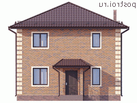 Y-120-1P проект двухэтажного коттеджа из пенобетона размером 9 на 9 - вид спереди