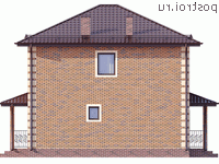 Y-120-1P проект двухэтажного коттеджа из пенобетона размером 9 на 9 - вид слева