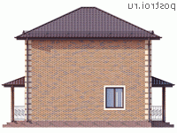 Y-120-1P проект двухэтажного коттеджа из пенобетона размером 9 на 9 - вид справа