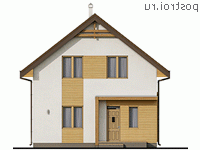 Y-124-1P проект двухэтажного коттеджа из газобетона размером 8 на 10 - вид спереди