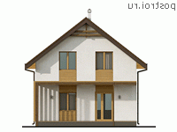 Y-124-1P проект двухэтажного коттеджа из газобетона размером 8 на 10 - вид сзади