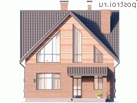 Y-134-1P проект двухэтажного дома из газобетона размером 10 на 10 - вид спереди