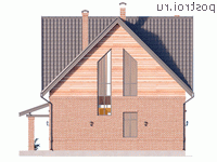 Y-134-1P проект двухэтажного дома из газобетона размером 10 на 10 - вид слева