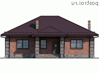 Y-135-1P проект одноэтажного дома из газобетона размером 15 на 12 - вид спереди