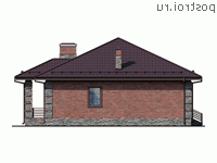 Y-135-1P проект одноэтажного дома из газобетона размером 15 на 12 - вид слева